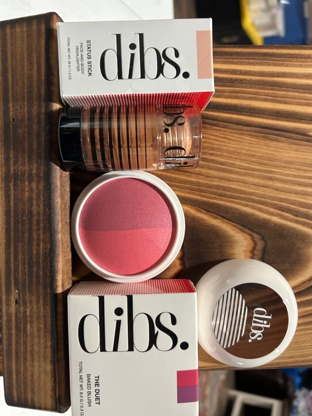 The Duet Baked Blush —Dual Pink Blend and status stick face and body highlighter
